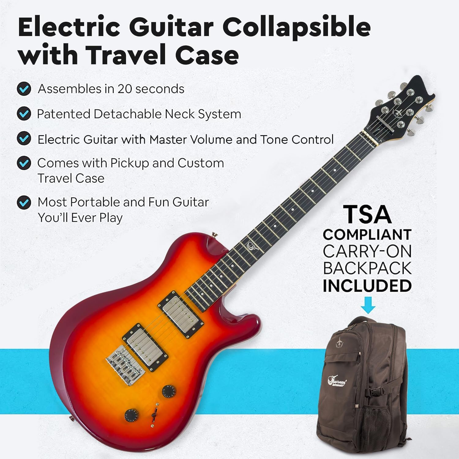 Journey Instruments OE990CB Collapsible Electric Travel Guitar – Folding 25
