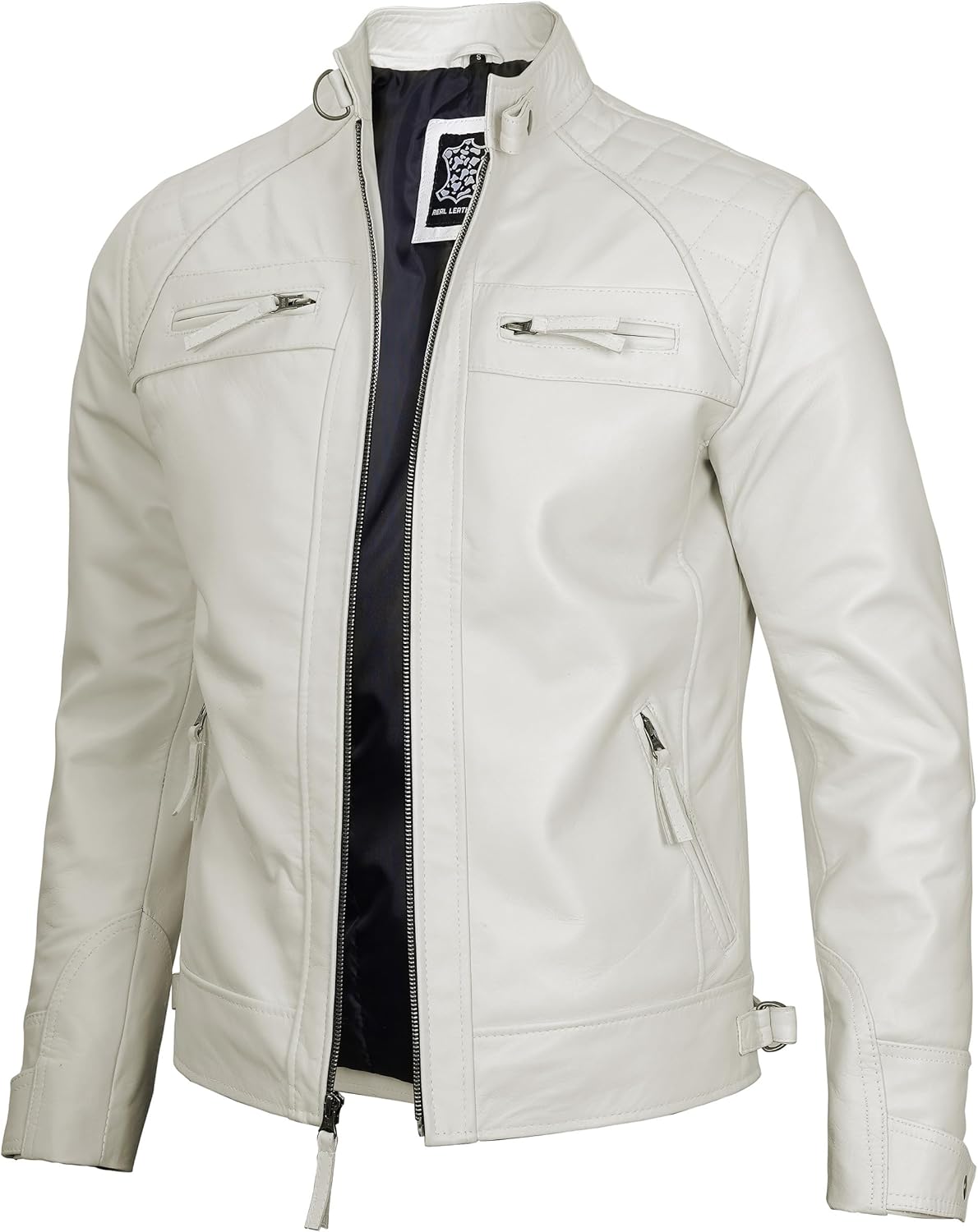 Decrum Leather Jacket Men - Cafe Racer Style Real Lambskin Leather Jackets For Men