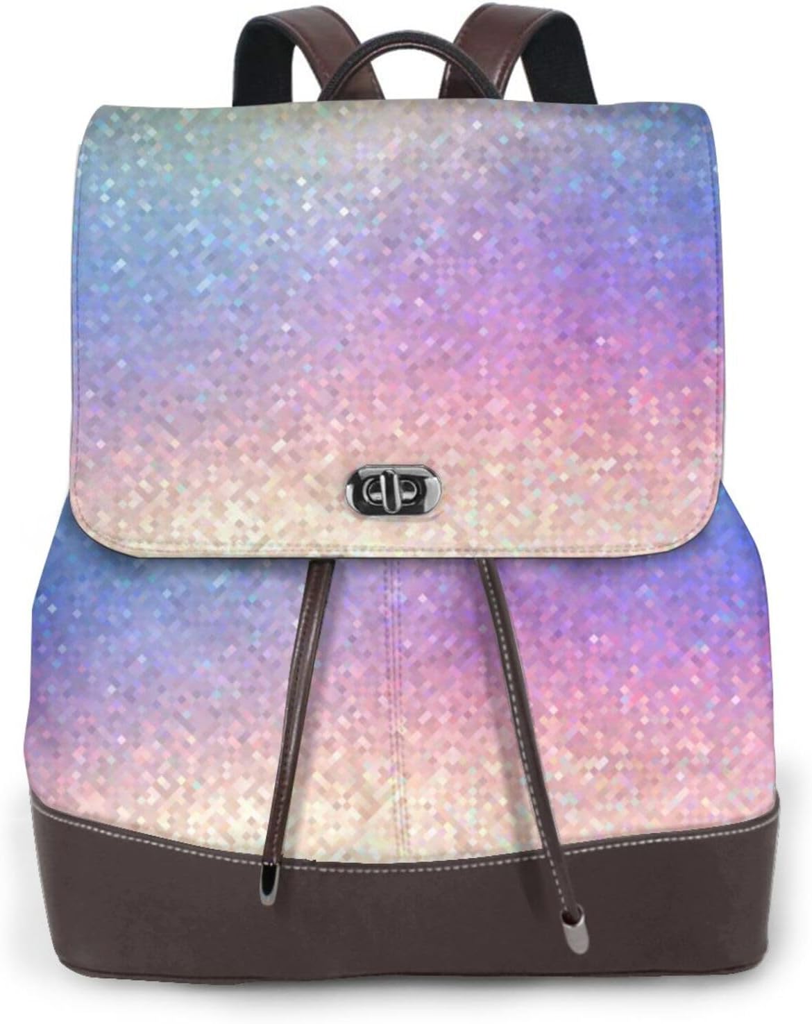 Bright Colorful Crystals for Womens Backpack Purse Microfiber PU Anti-theft Large Fashion Designer Travel Bag Ladies Shoulder Bags