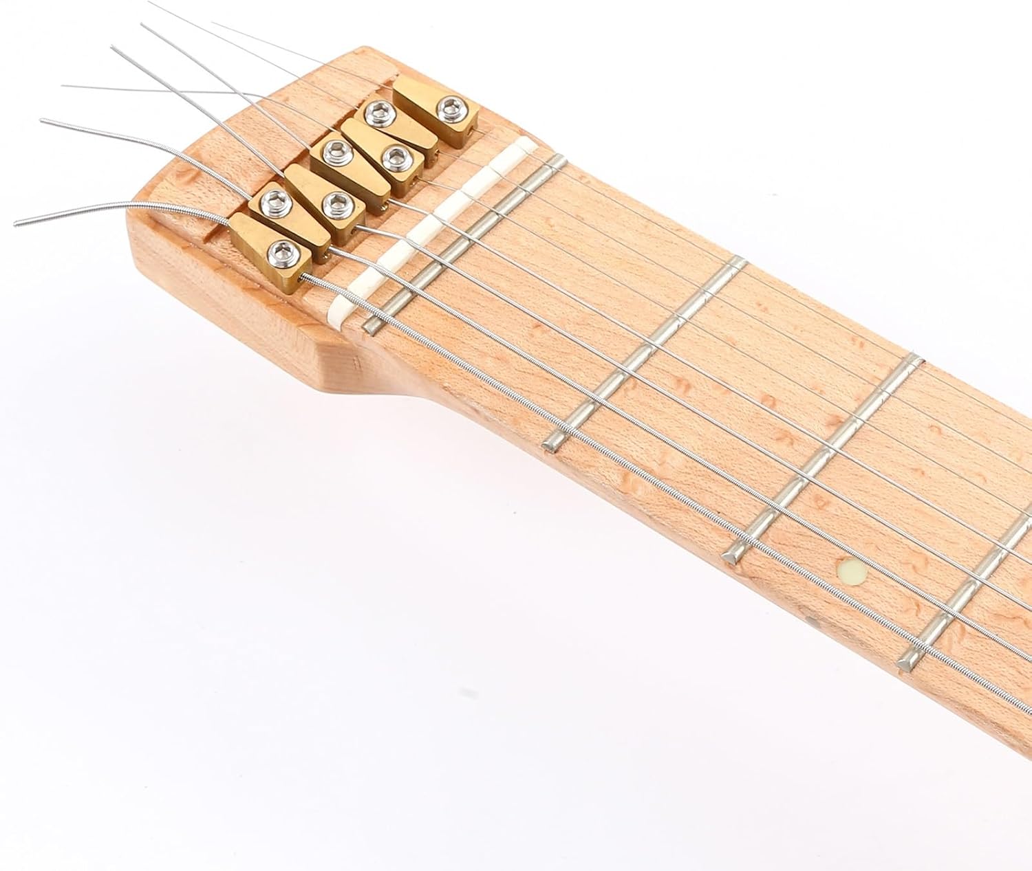 Headless Electric Guitar 7 String Fanned Stainless Steel Fret Headless Electric Travel Guitar Ash Wood with Flame Maple Veneer