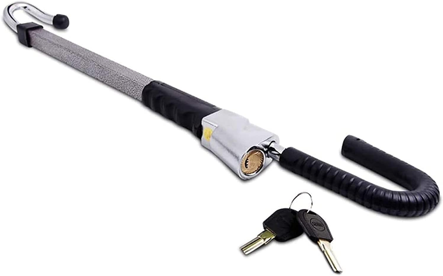 KouRy Universal Steering Wheel Brake Lock with Adjustable Length, Double Protection Extendable Steering Wheel and Clutch Brake Lock, High Security