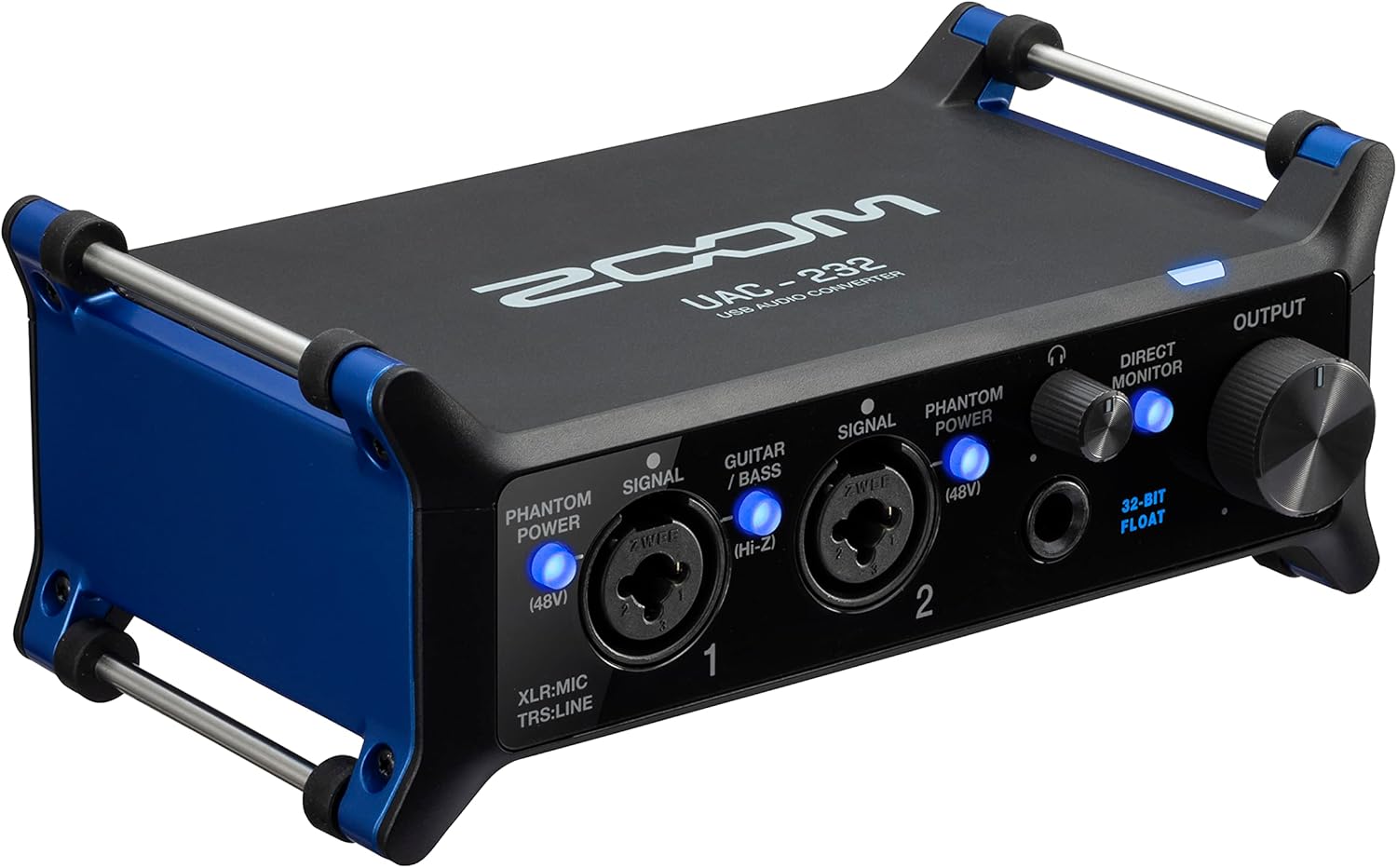 Zoom UAC-232 Audio Converter with 32-Bit Float, Audio Interface,2 XLR/TRS Combo Inputs, Headphone Outputs, 192 kHz Sample Rate, For Music & Streaming