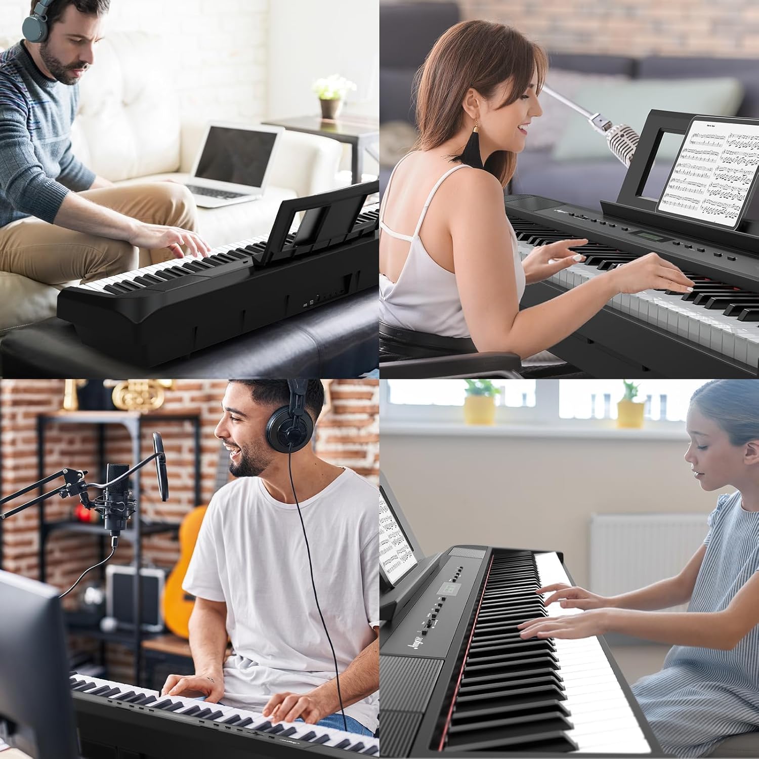 Portable Electric Keyboard Piano with Metal Pedal & Power Supply, Built-In Speakers, 88-Key Weighted Digital Piano, Full Size for Beginners & Professionals