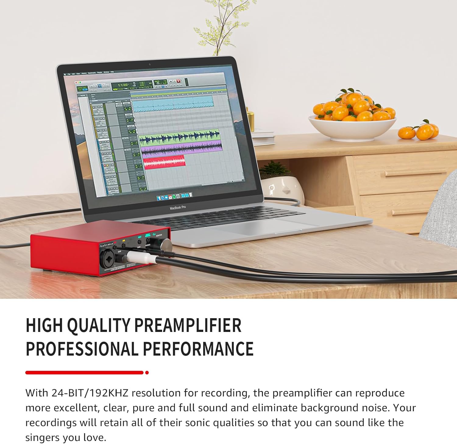 2023 La Ponva USB Audio Interface for Pc and Mac, 24Bit/192kHz High-Fidelity for Professional Recording, Podcasting, Streaming, with XLR/48V Phantom Power for MIC, Ultra-low Latency for Studio