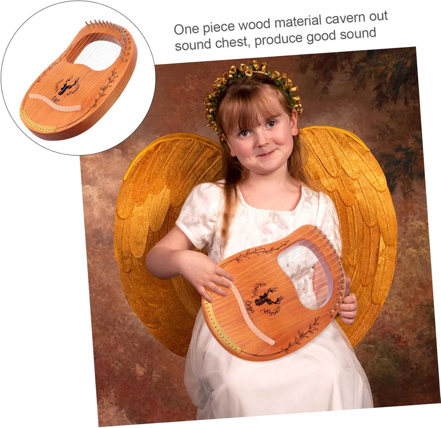 1set String Lyre Harp Portable Solid Instrument for Beginners Includes Strings for Music for Travel and Outdoor Use