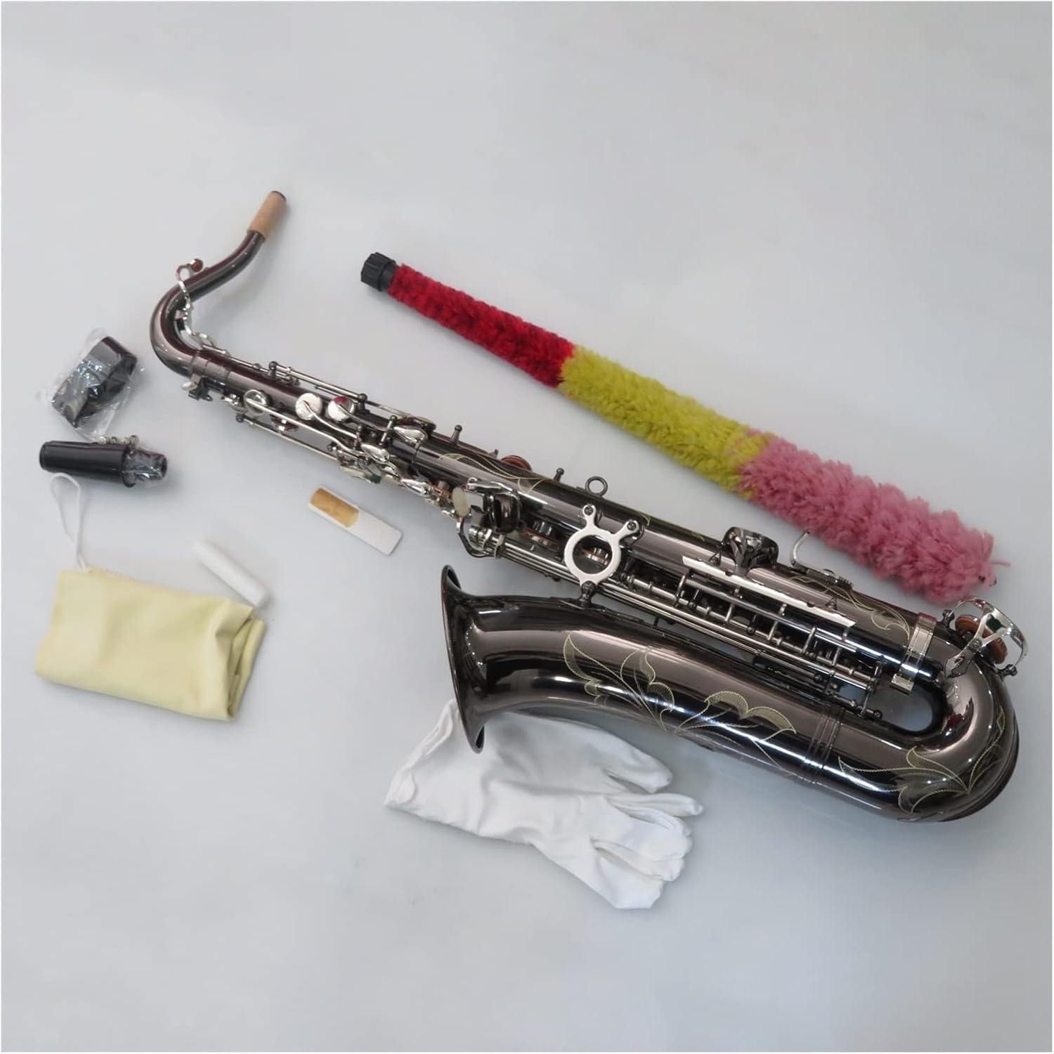 Yellow Brass C Melody Saxophone with Case Black Nickel Sax Musical Woodwind Instruments Beginner Saxophone