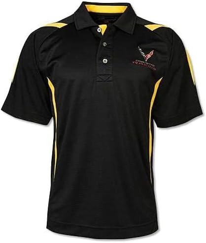 C8 Corvette Racing Pegasus Polo Shirt: Black/Yellow (XX-Large)