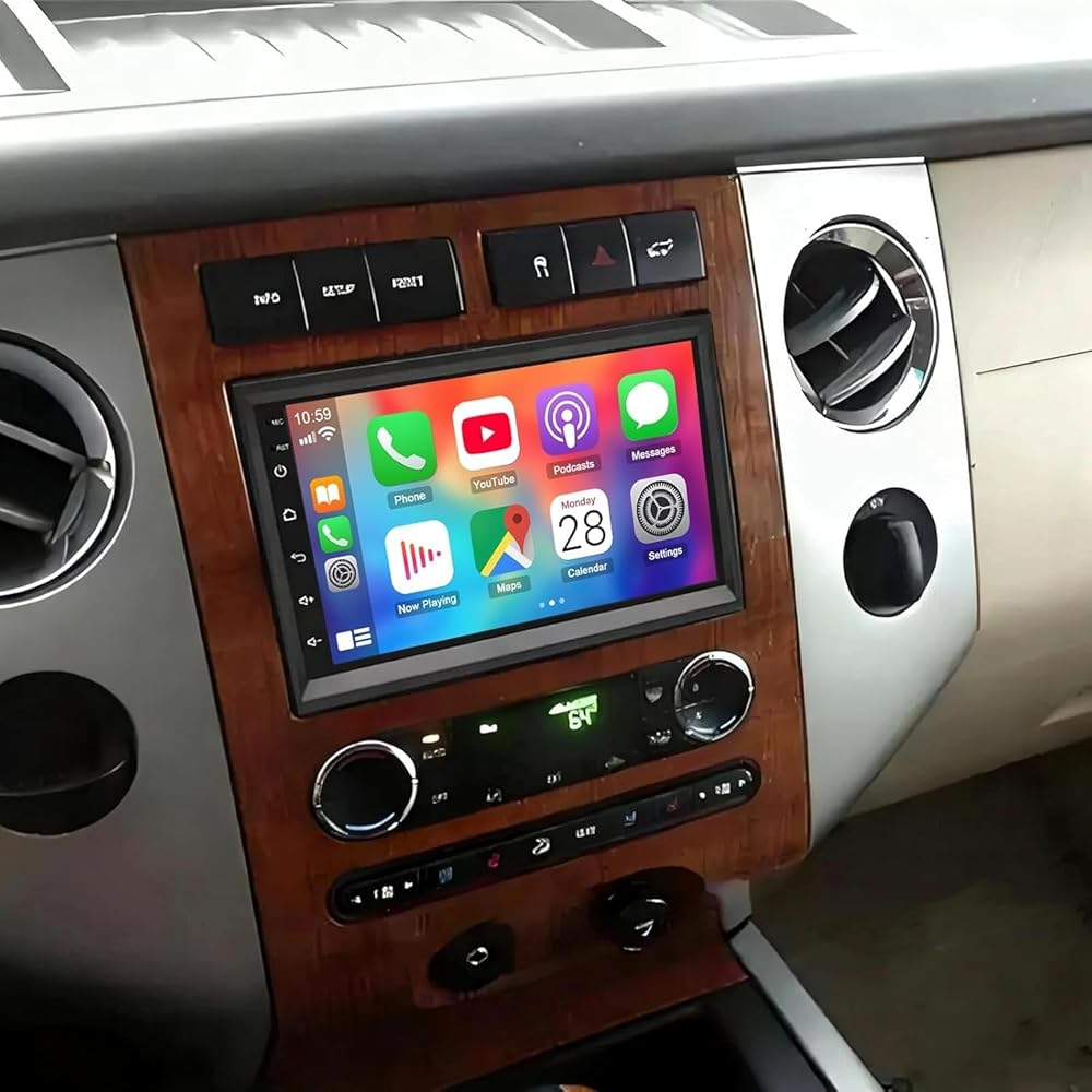 Car Stereo Radio Compatible for Ford Expedition EL 2007-2010 with Carplay Android Auto GPS Navigation 7in Touchscreen Car Radio Player with Bluetooth WiFi SWC Mirror Link Split Screen + Backup Camera