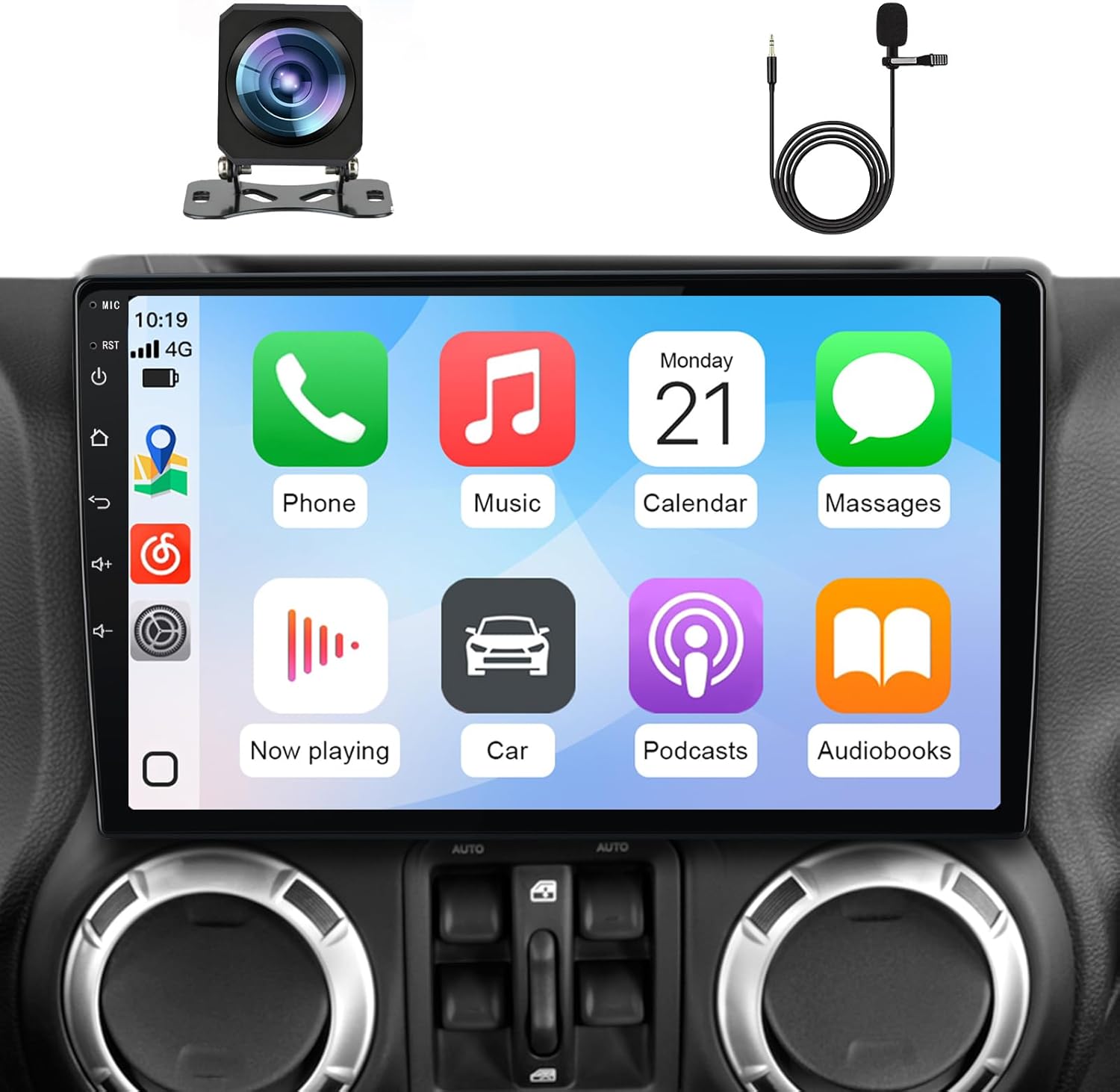 AWESAFE 4Core 64GB Car Radio Stereo Upgrade for Jeep Wrangler JK 2007-2018 Dodge Ram 1500 2500 2009-2012 with Backup Camera Android Auto CarPlay