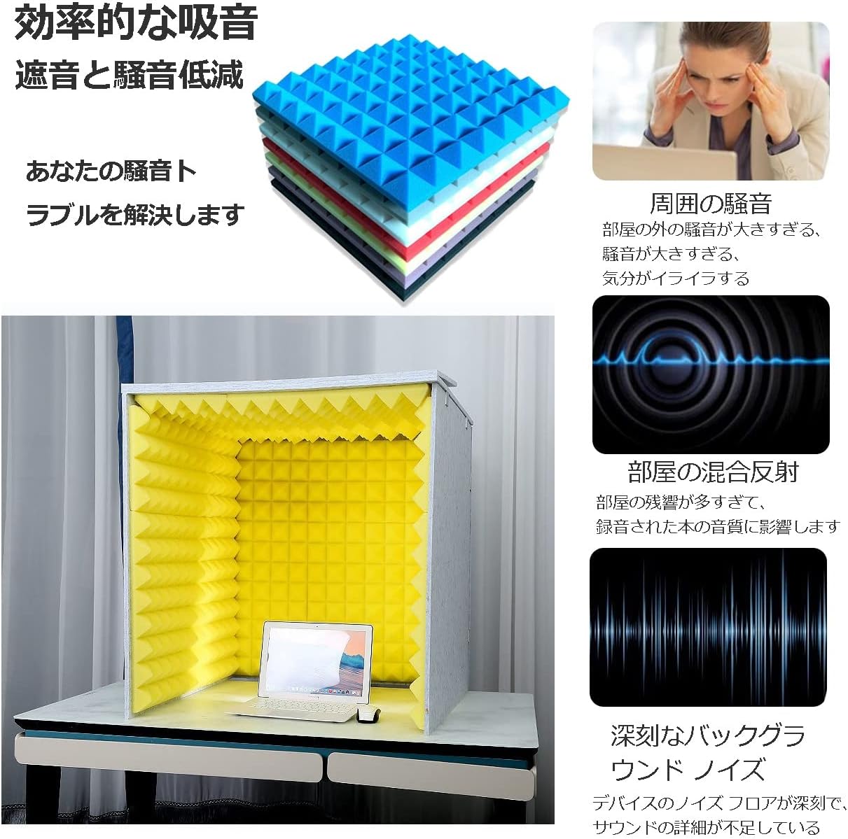 Desktop Soundproof Box, Portable Home Recording Studio, Suitable for Recording Live Broadcast (Yellow)