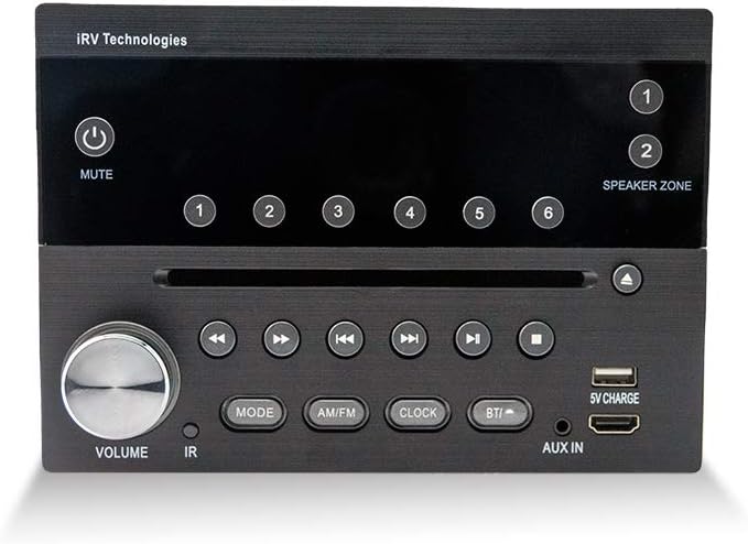 iRV Technology IRV31 Am/FM/CD/DVD Rv Radio Stereo 2 Zones Wallmount Receiver 2.1 Channels Surround, 5