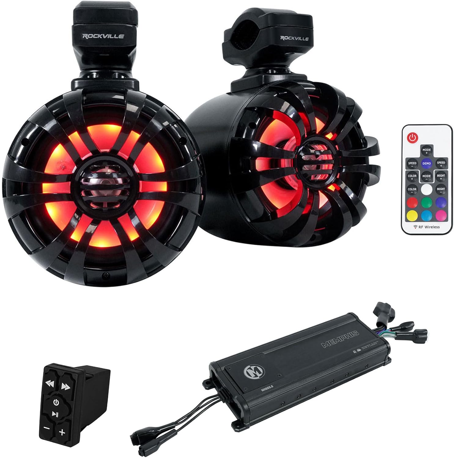 Memphis MX600.6 600w 6 Channel UTV ATV Amplifier+Bluetooth+LED Tower Speakers