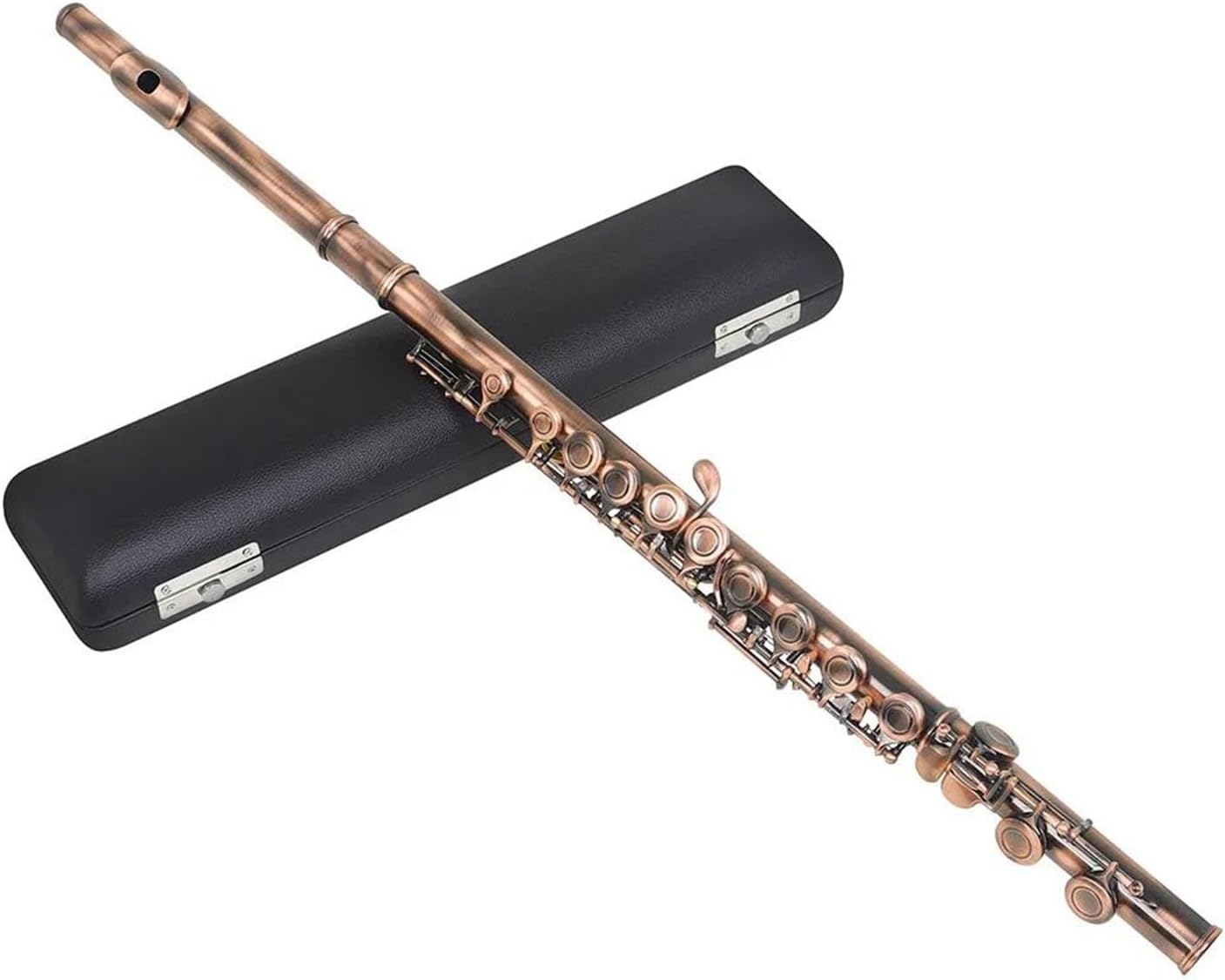 C-Key 16-Hole Cupronickel Flute Set C Key Flute Woodwind Instrument with Case Gloves Accessory