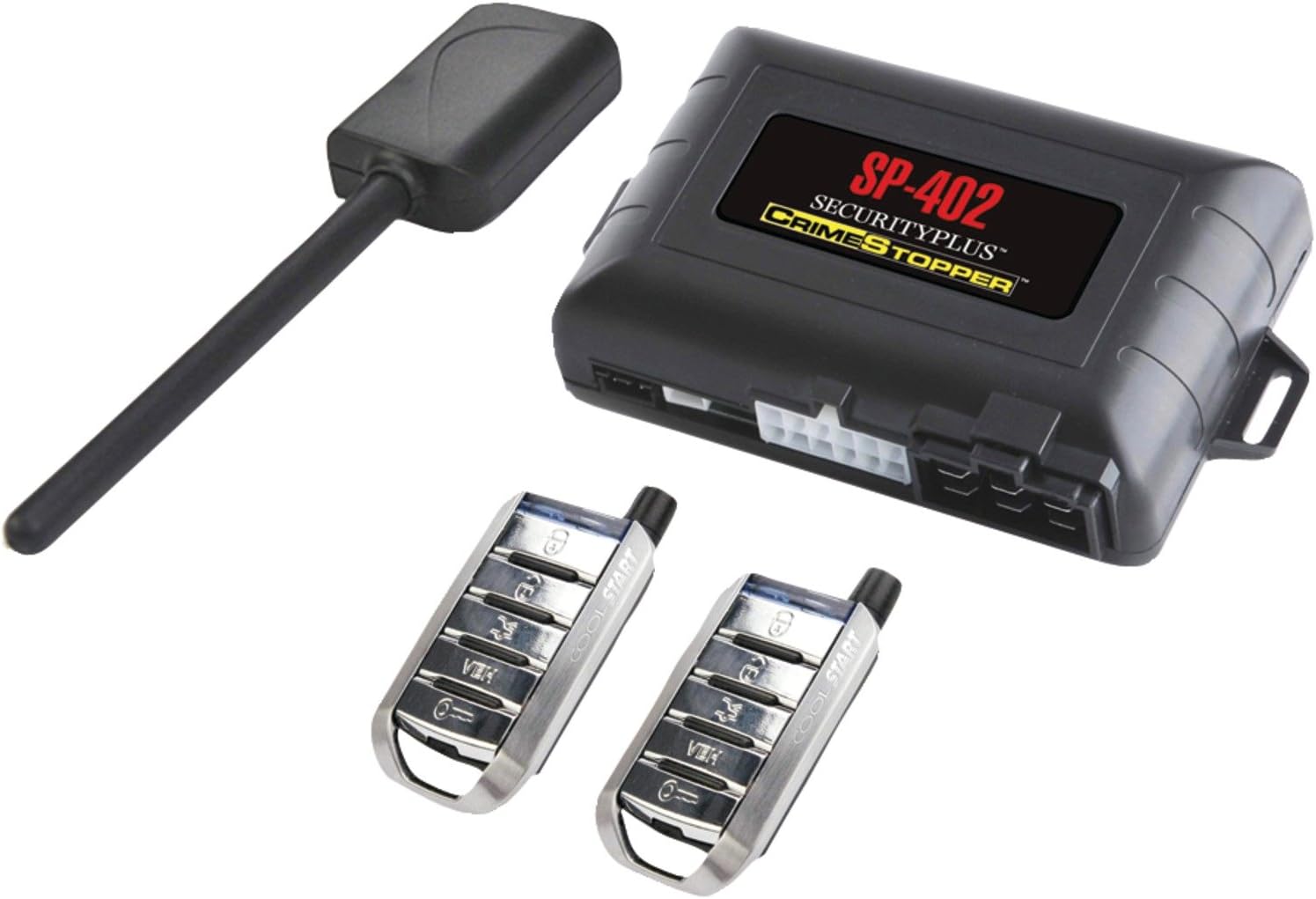 Crimestopper SP-402 Car Alarm with Remote Start, Keyless Entry and Engine Disable,Black