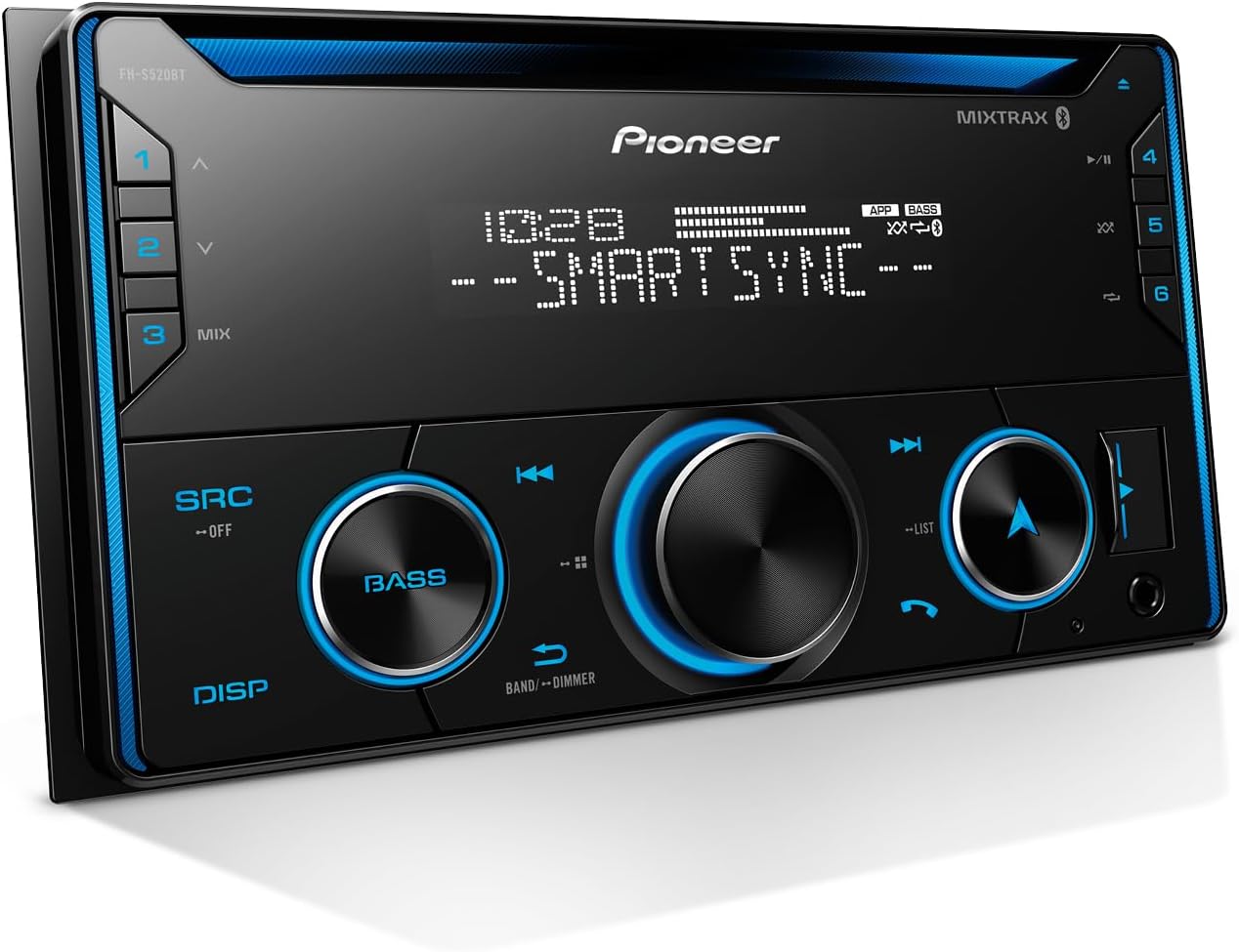 Pioneer FH-S520BT Double Din CD Receiver – Bluetooth, USB/AUX, FLAC, AM/FM Radio, 13-Band EQ, 50W x 4, Voice Control, Front, Rear/SW Selectable RCA Preouts