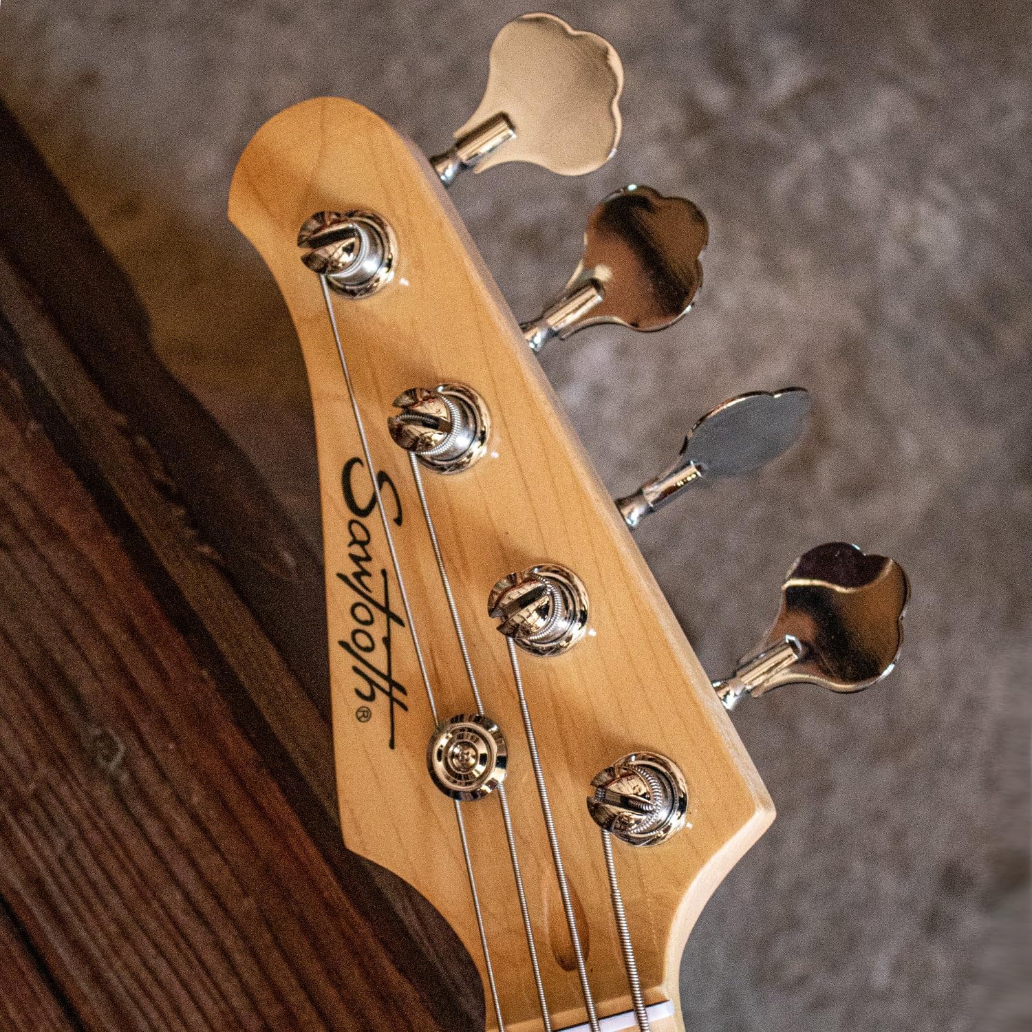 Sawtooth EP Series Electric Bass Guitar, Satin Black w/Black Pickguard