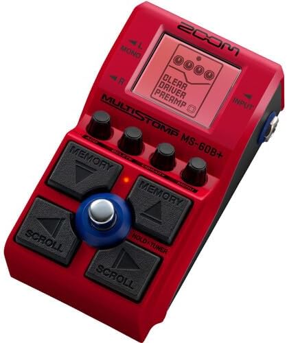 Zoom MS-60B+ MultiStomp Multi-FX Bass Pedal Bundle With Microfiber Cleaning Cloth + 4x AA Batteries With Charger + Balanced Interconnect 1/4 inch TRS to Same Cable