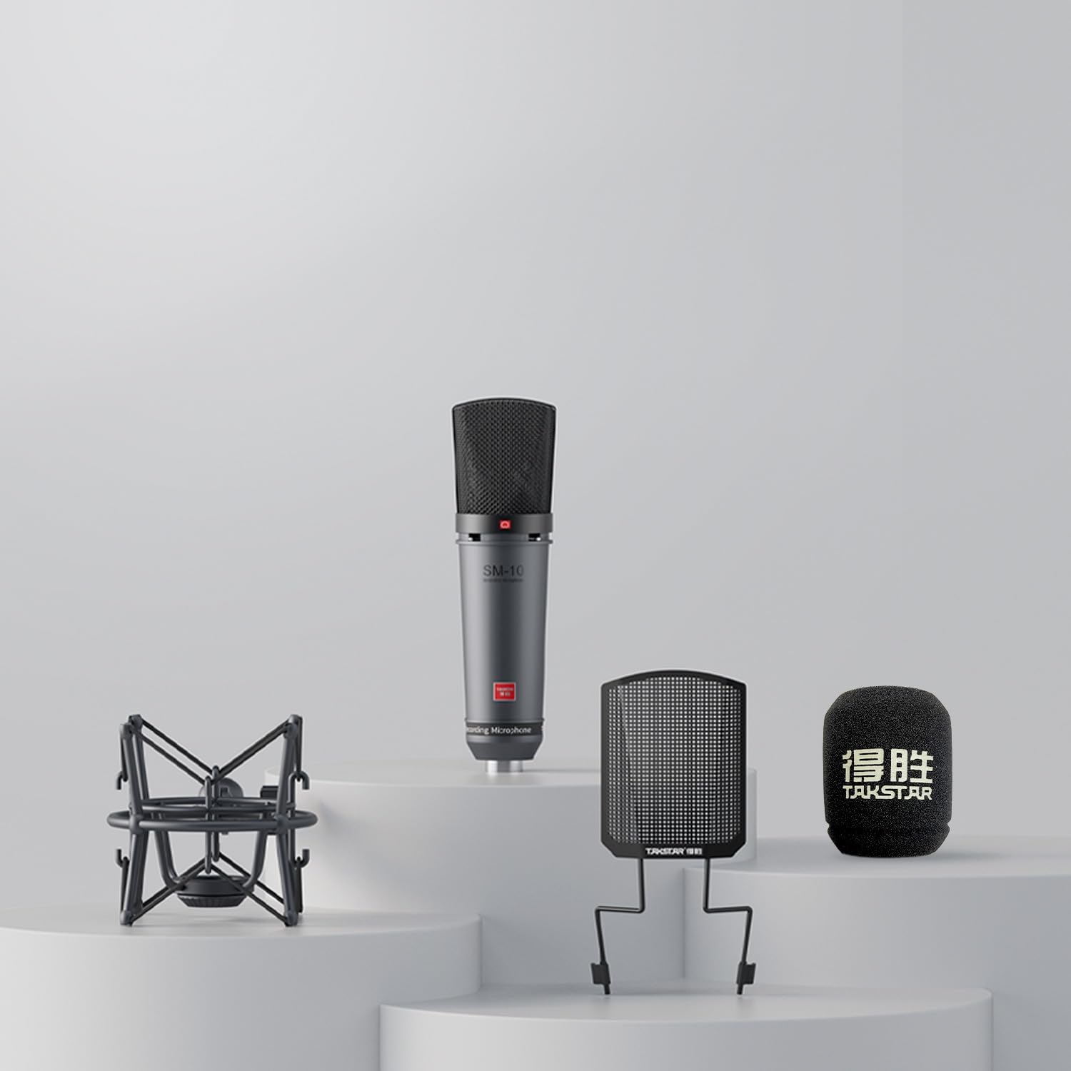 TAKSTAR XLR Cardioid Condenser Microphone, SM-10 34mm Large Diaphragm Recording Studio Microphone with Shock Mount, Perfect for Podcasting, Live-Streaming, Interview, Broadcasting, Vocal, Instrument