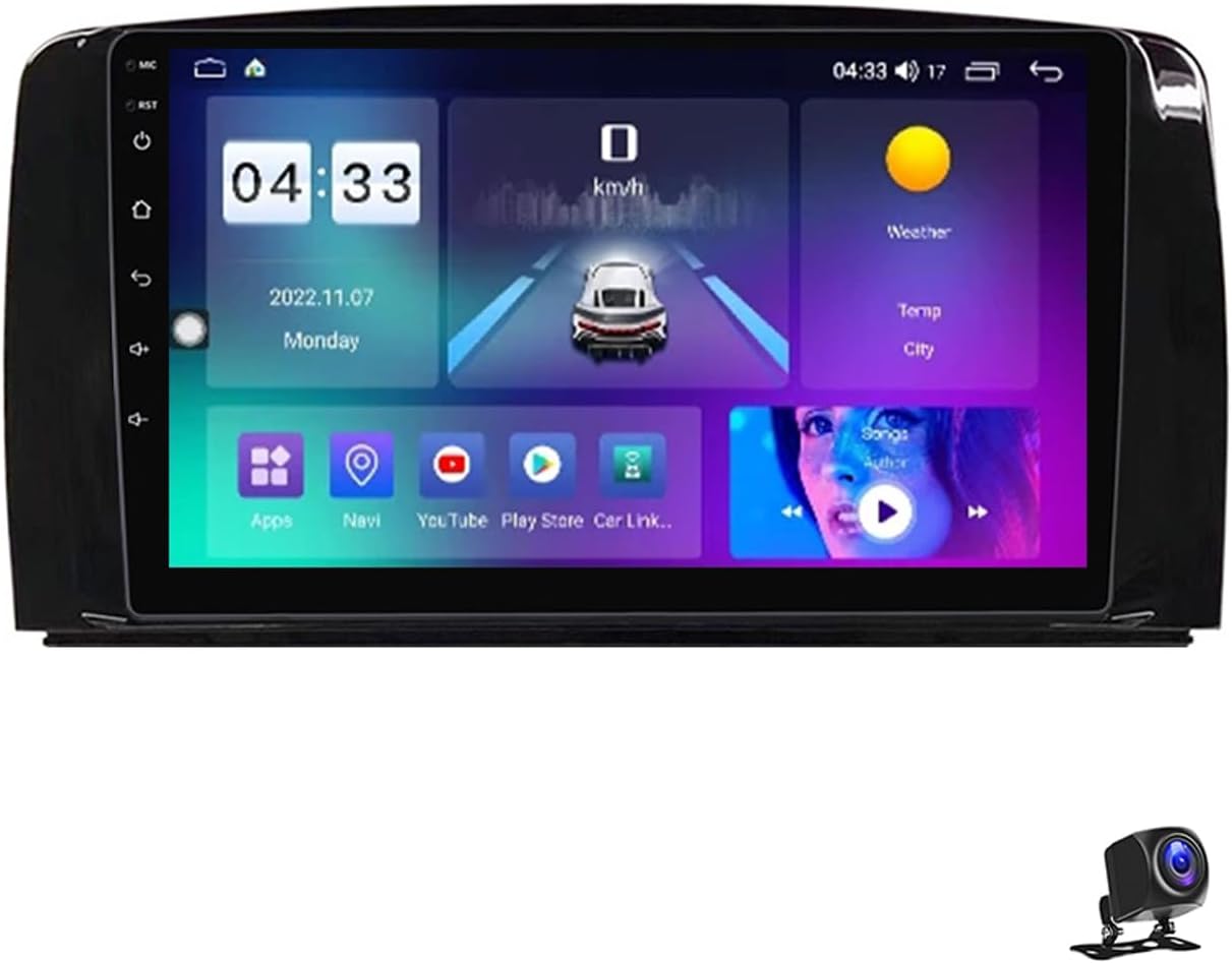 9 Inch Android 13 Car Stereo for Benz R-Class R300 R350 R320 2007~2011 Touch Screen Car Radio Bluetooth Wireless Carplay Android Auto Multimedia Navigation with RDS DSP FM Radio