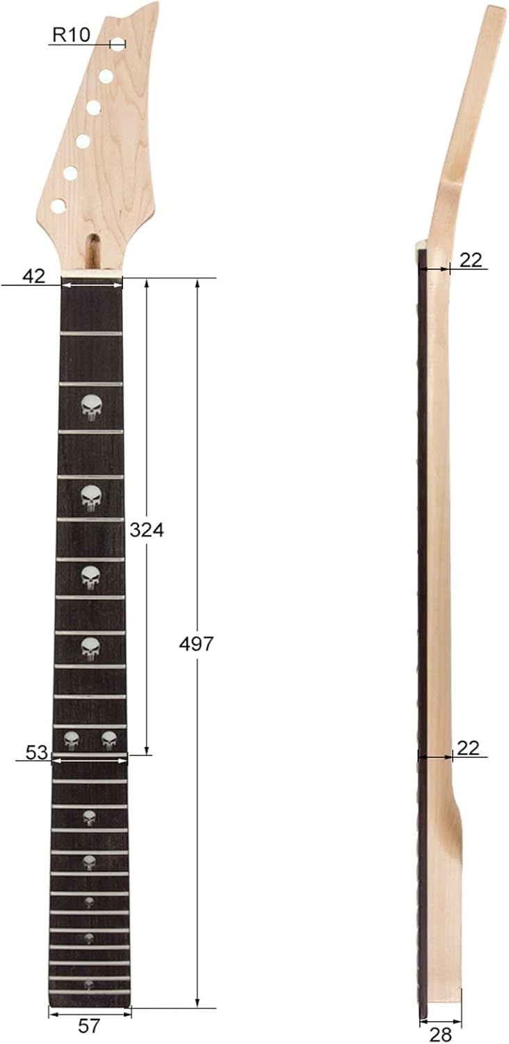 TSTS Electric Guitar Neck 24 Large Frets Maple Bolt On Fretboard C Shape Guitar ​Neck Replacement