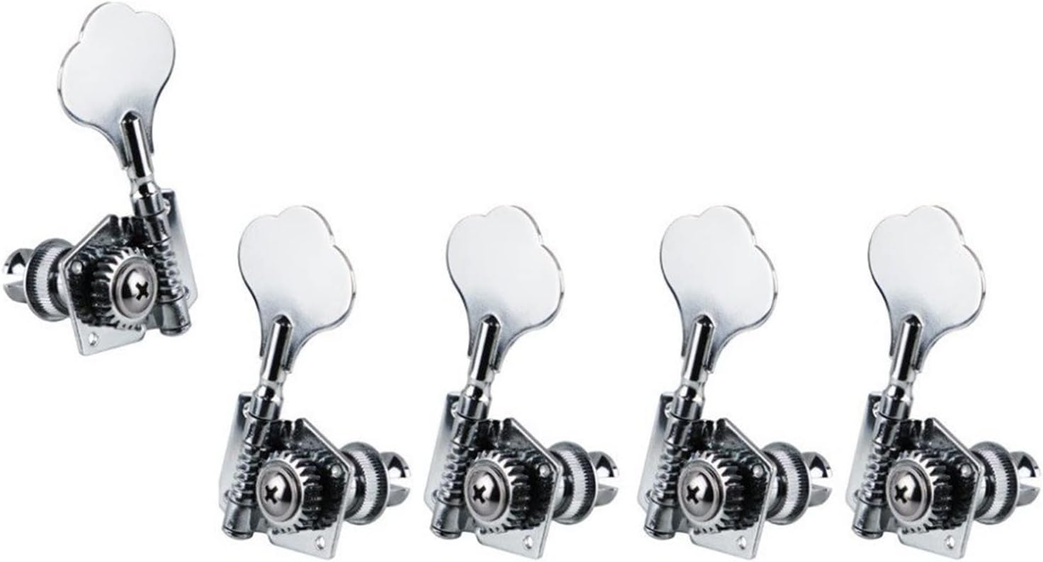 Tuner Machine Head 5 Pcs Bass Machine Heads Tuners 4L1R Tuning Pegs Chrome for 5 Strings Bass Guitar