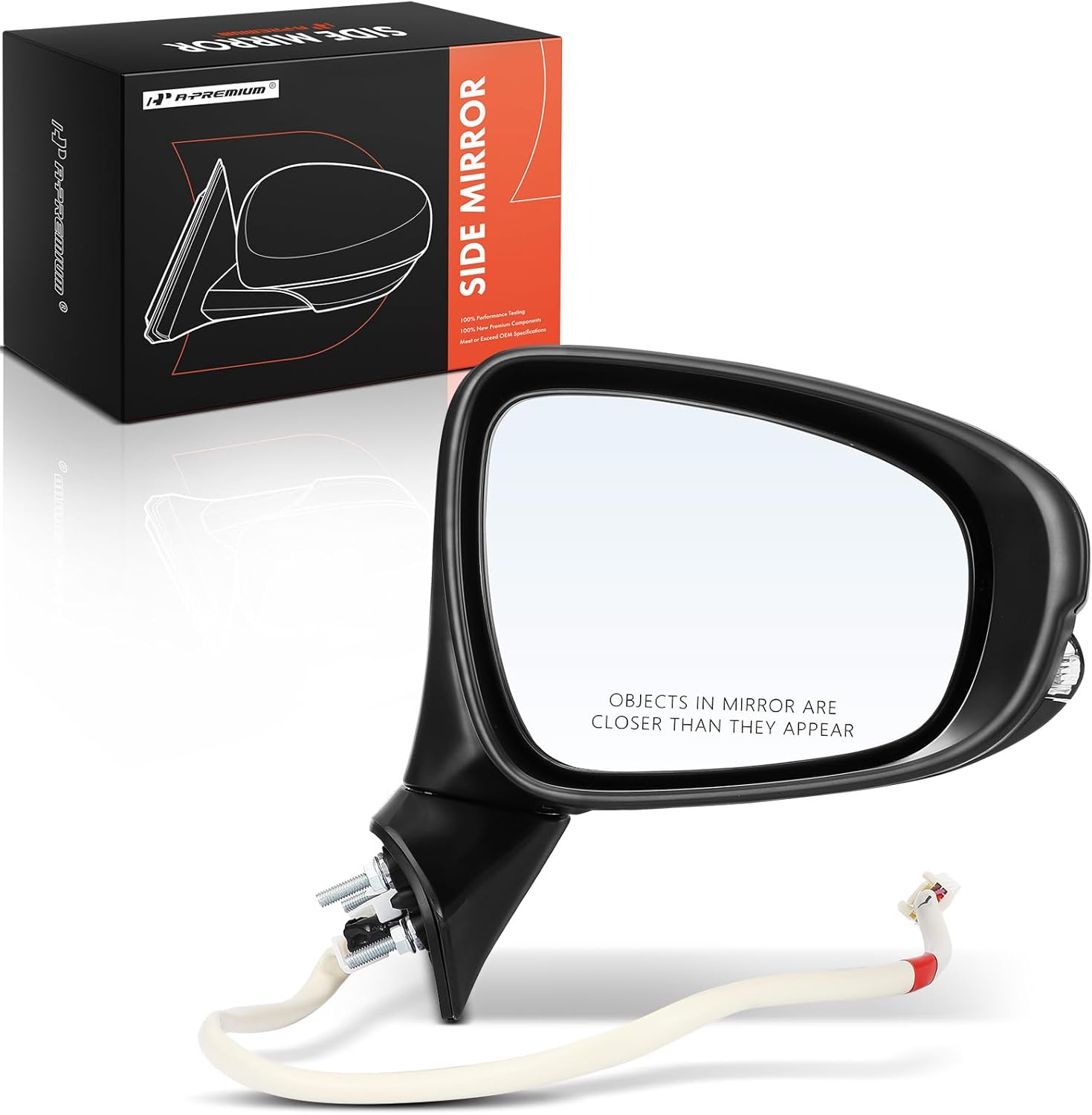 A-Premium Passenger Side Power Door Mirror - Compatible with Lexus ES350 ES300h 2013-2015 - Heated Manual Folding Black Outside Rear View Mirror w/Turn Signal Puddle Light - Replace# 87910-33A91-E0