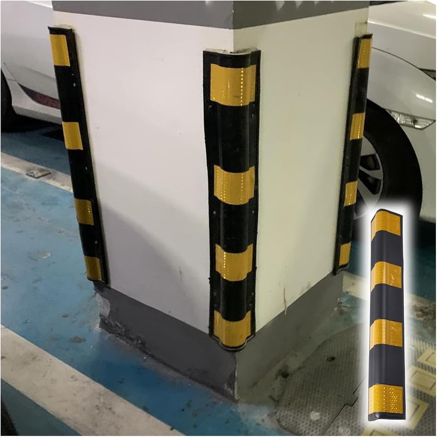 Car Parking Protector Car Parking Protector Wall Corner Guard For Parking Garages, Anti-scratch Workshops Rubber Protector, Reflective Wall Corner Guards, 1cm Thick for garages and warehouses(15pcs-12
