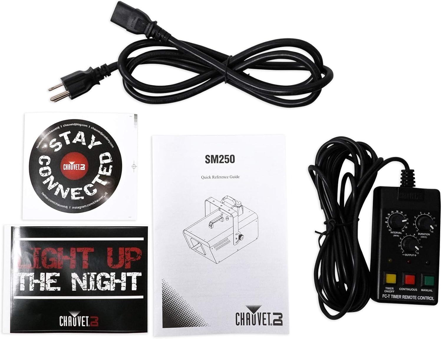 Chauvet DJ SM 250 DMX Snow Machine w/Wired Timer Remote SM250+(2) Gallons Fluid