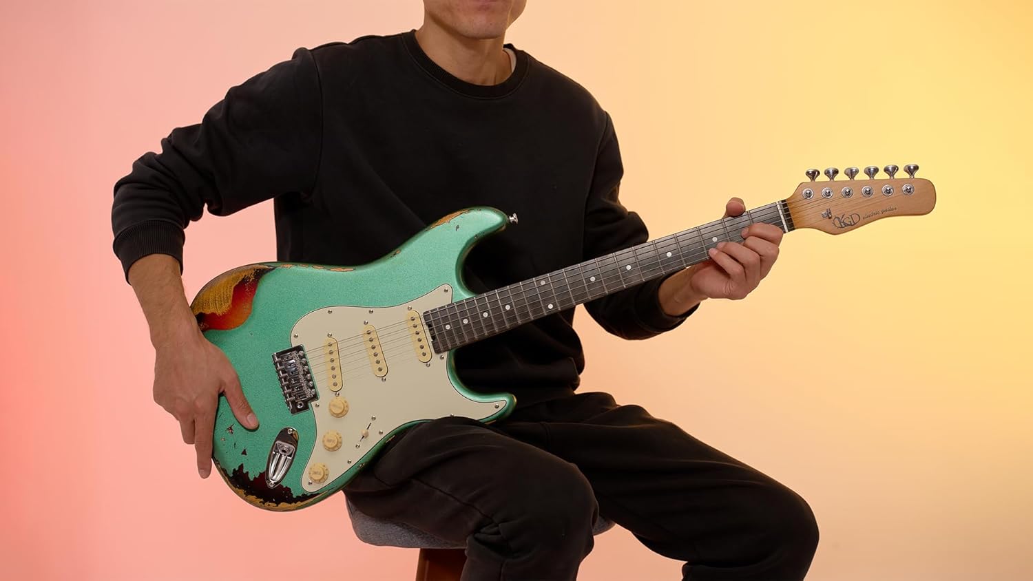 KGD Relic Electric Guitar,Roasted Maple Neck and Rosewood fingerboard,Bone Nut,6-String Relic Guitar,Professional/Full Size/Electric Guitars for Adults