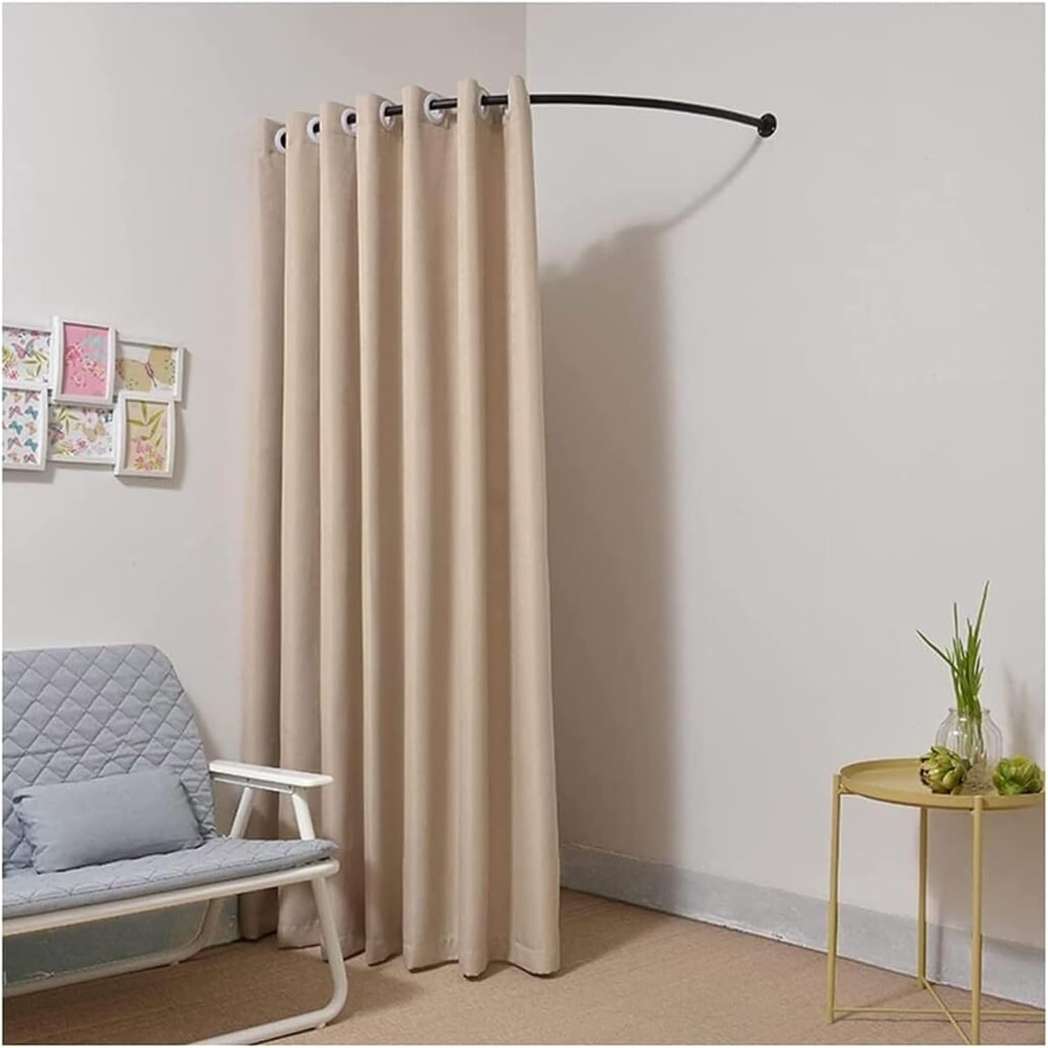 Portable Fitting Room Corner Wall Mount Fitting Room with Curtain Changing Room Temporary Dressing Room Detachable