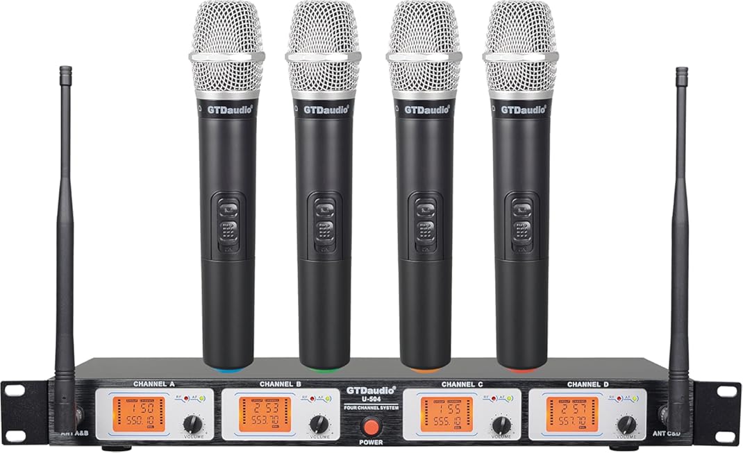 GTDaudio UHF Wireless Microphone System with 4 Hand held mics 504H