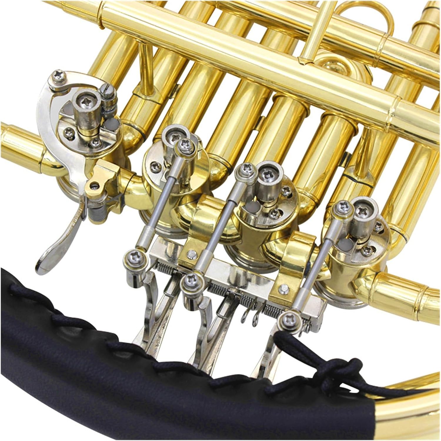 Bb French Horn 4 key Brass Split Single Row Beginner Playing Instrument(Silver)