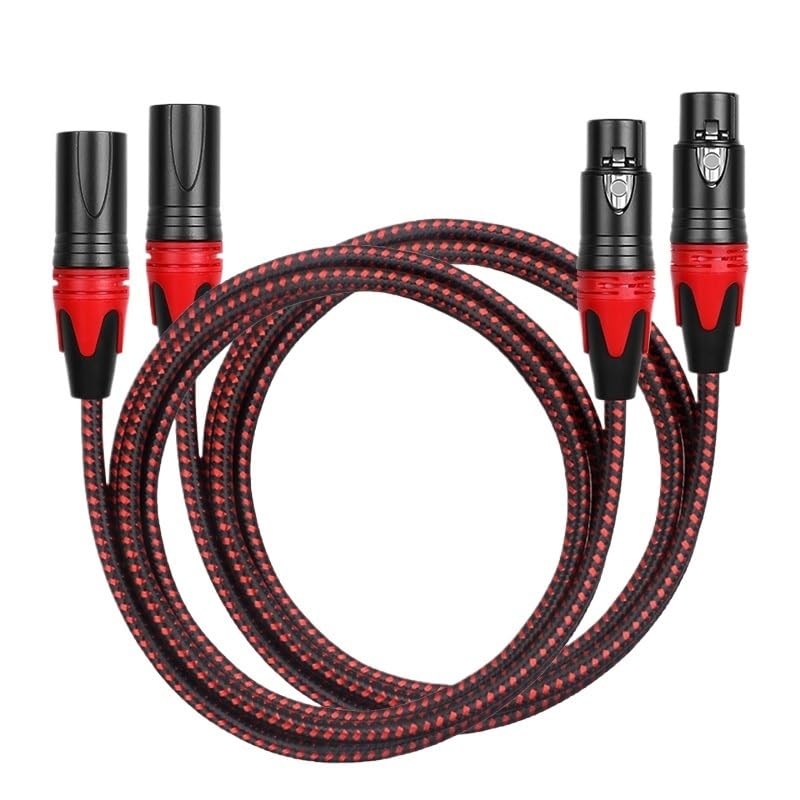 XLR Cable Male to Female 3-pin Balanced Microphone Audio Cable for MICR Mixers Studio Podcasts Amplifier Camera Camera(Pack of 2,6m)