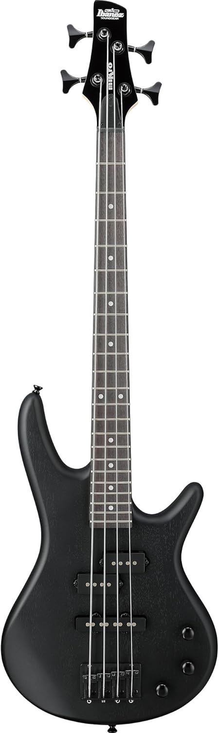 Ibanez GSRM20B SR Gio miKro Short-Scale Bass Guitar - Weathered Black Bundle with Gig Bag, Tuner, Strap, Instrument Cable, Austin Bazaar Instructional DVD, and Polishing Cloth
