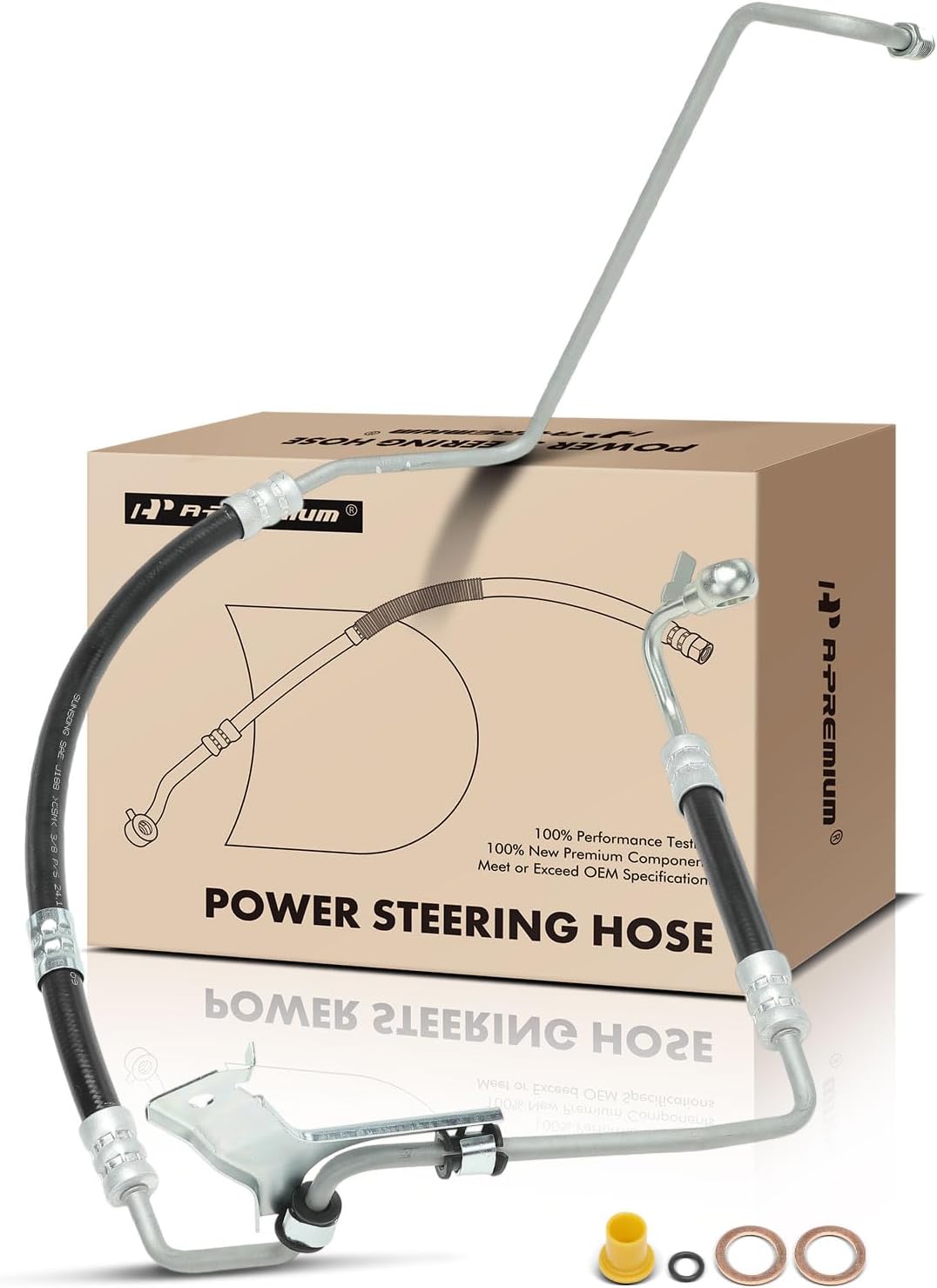 A-Premium Power Steering Hose Pressure Hose Line Assembly Compatible with Ram ProMaster 1500, ProMaster 2500, ProMaster 3500, 2014 2015, 3.0L, with O-ring & Washer, Pump To Gear/Rack Pinion