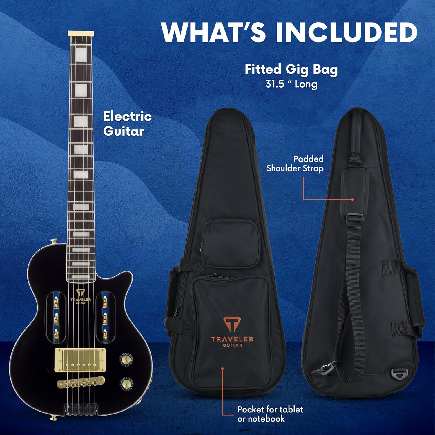 Traveler Guitar Electric Guitar 6 String EG-1 Custom (Gloss Black), Right, (EG1C BKG)