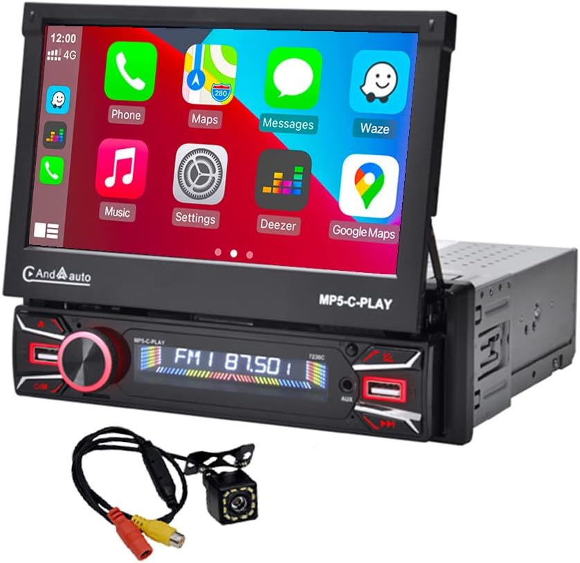 1Din Car Stereo with Wireless Carplay & Android Auto 7