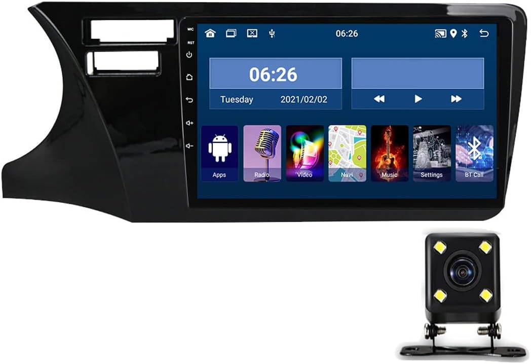 Double Din Car Stereo 9 Inch Car Audio Bluetooth Radio in-Dash Navigation Player for Honda City 2014-2017 Sat GPS Nav with Backup Camera/Carplay/4G/Wifi/SWC/RDS