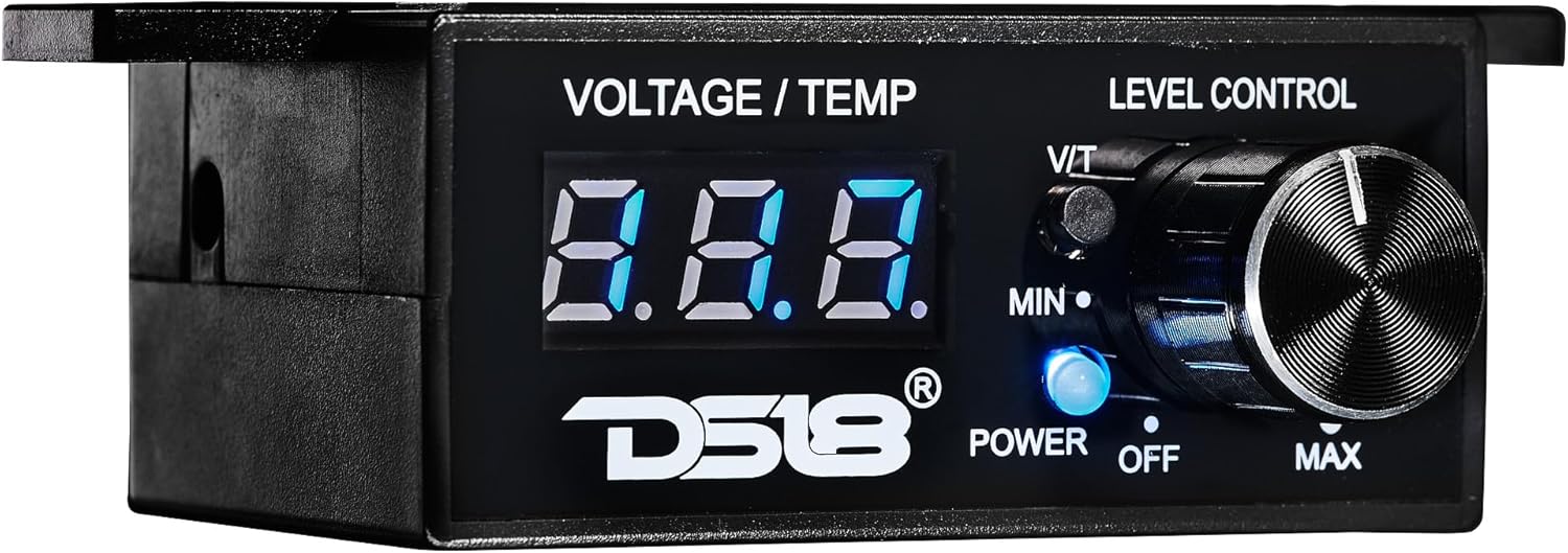DS18 BKVTR Universal Bass Knob with Volt Meter and Temperature Display, Remote Amp Trigger, Digital Voltmeter, Compatible with Most Head Units & amplifiers