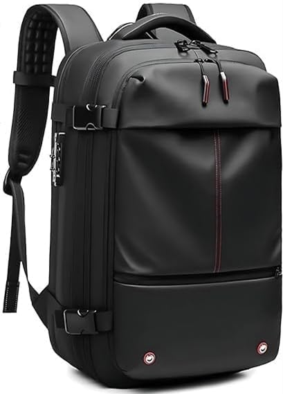 Vacuum Compression Travel Backpack,Vacuum Travel Backpack with Pump,Expandable 60L for Traveling,Airplane (Black)