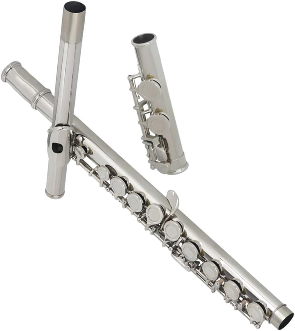 Wind Instrument 16 Hole C Key Silver Flute With Leather Case