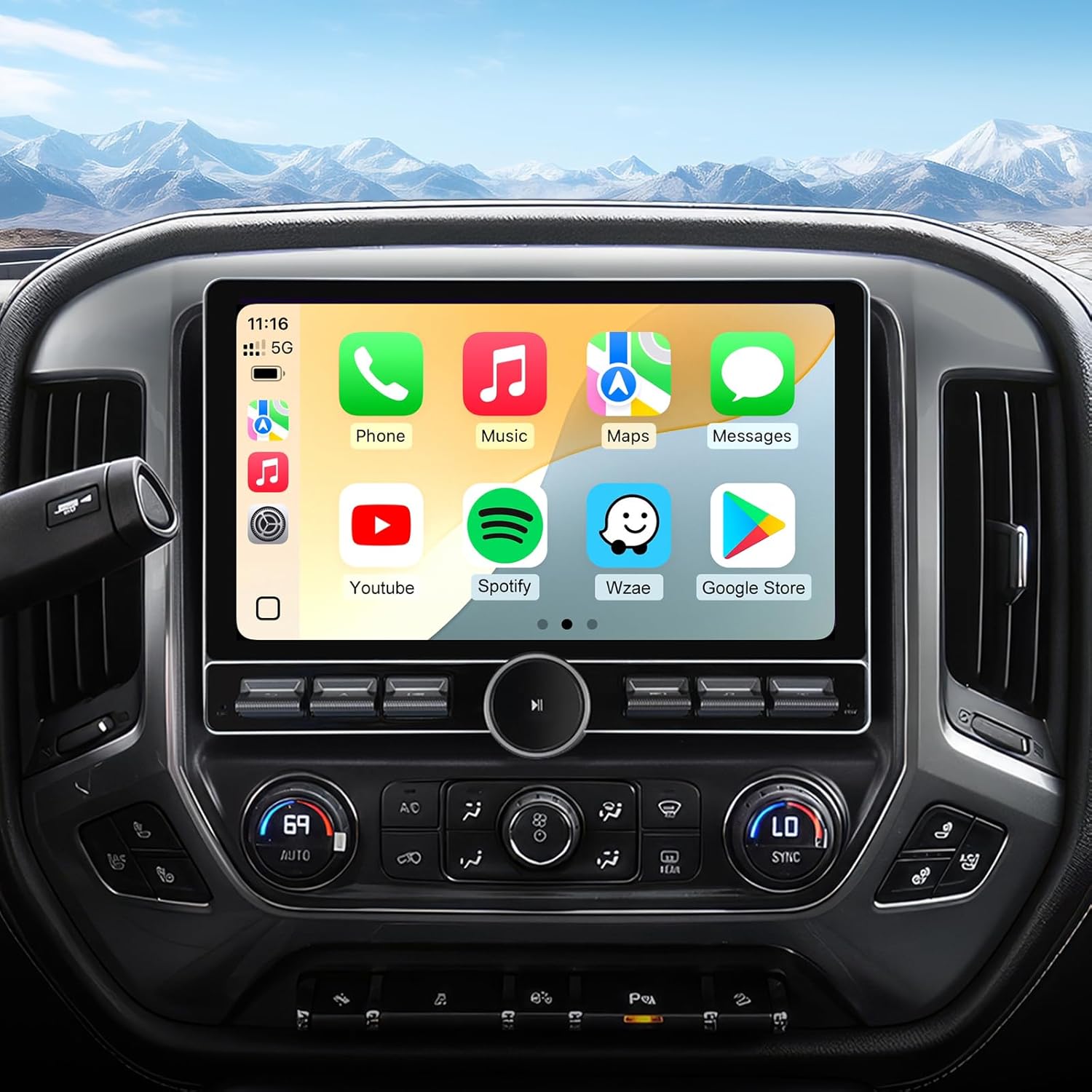 Replacement Radio for Chevy Silverado GMC Sierra - Car Stereo Carplay Android Auto 2014-2018 (2GRAM+64GROM) 4Core QLED Touch Screen Radio BT Wireless Mirroring GPS Navigation 10