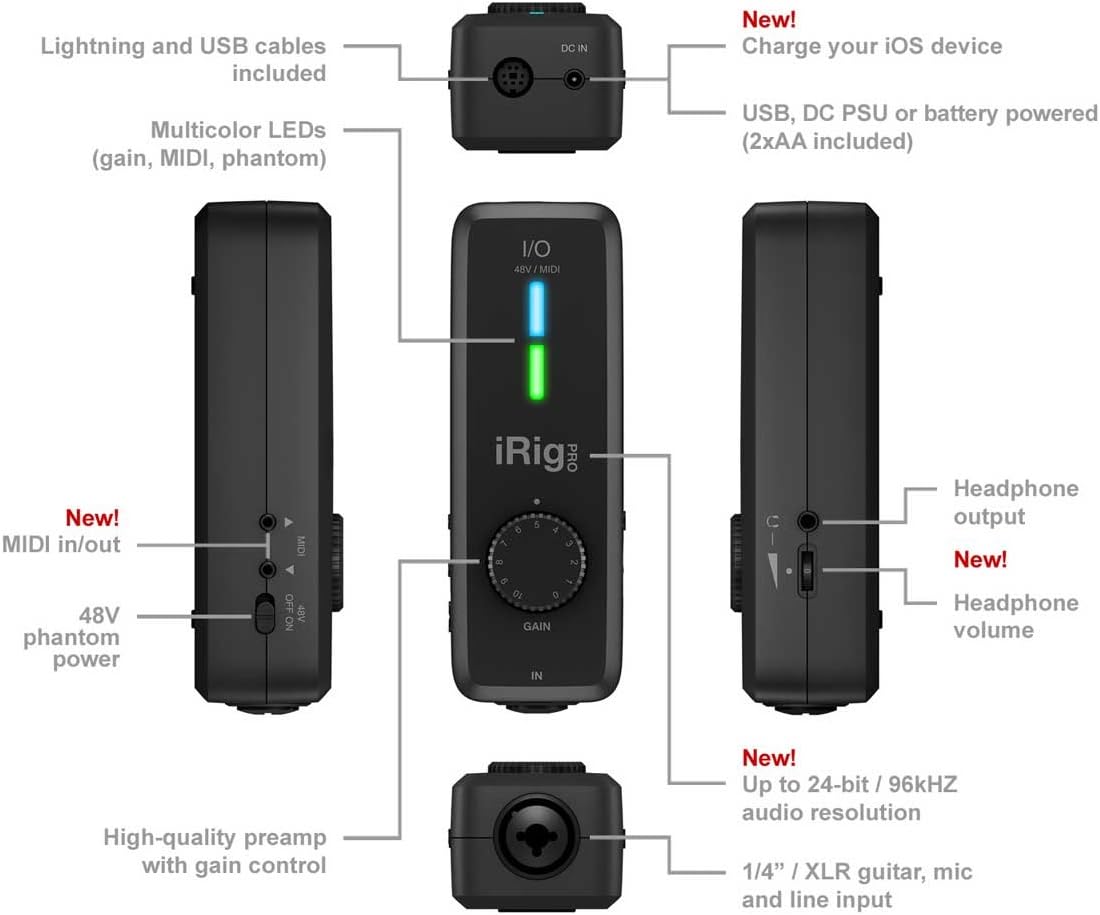 IK Multimedia iRig PRO I/O High-End Audio/MIDI Interface IP-IRIG-PROIO-AS