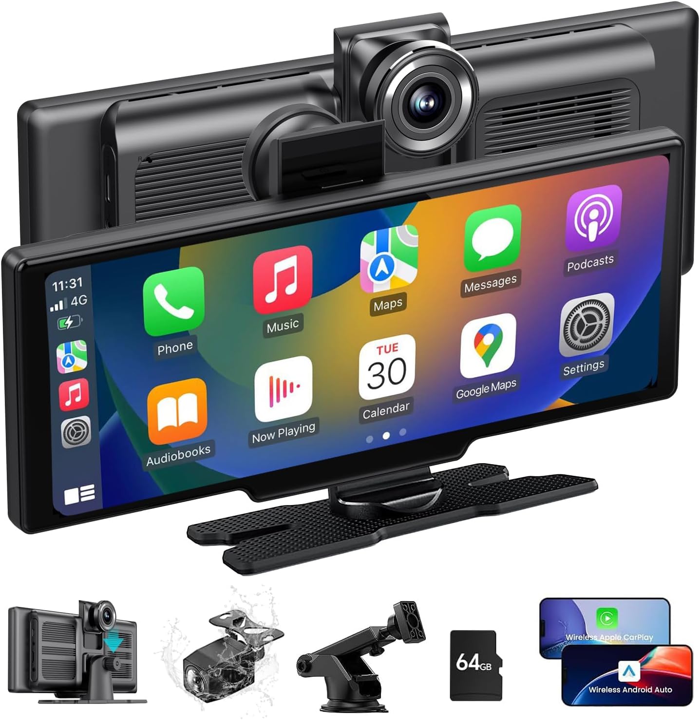 CHOVE Wireless Apple Carplay Screen for Car, 10.26