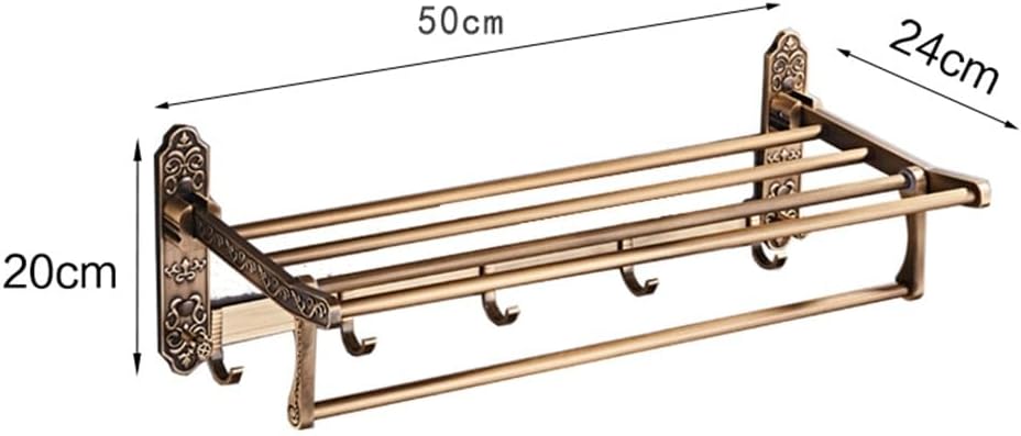 Bathroom Shelf, Towel Rack with Towel Bar and 7 Hooks, 19.6