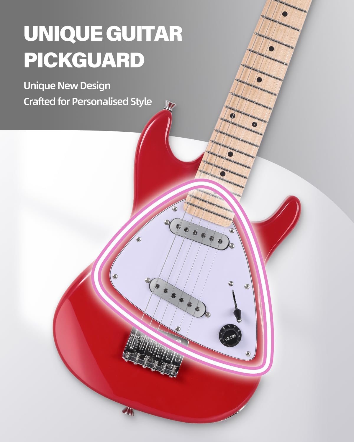 Winzz 30 Inch Kids Electric Guitar Beginner Kit, Junior 1/4 Size Mini Electric Guitar for Children Complete Stater Set with Amp, Gloosy Red Colour