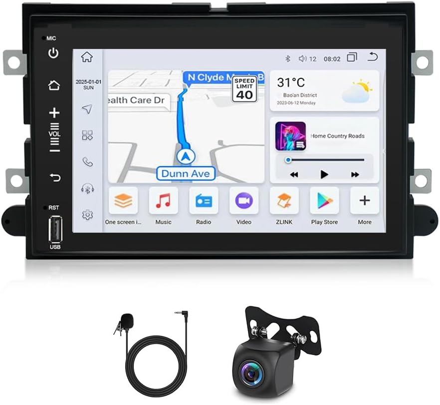 7 inch Android 13 Car Stereo Radio for Ford F150 F250 F350 Montego Fucus 2009-2012 Wireless Android Carplay Radio GPS WiFi FM MP5 Player, 1GB+16GB Double USB Adapter Input+Mirror Link