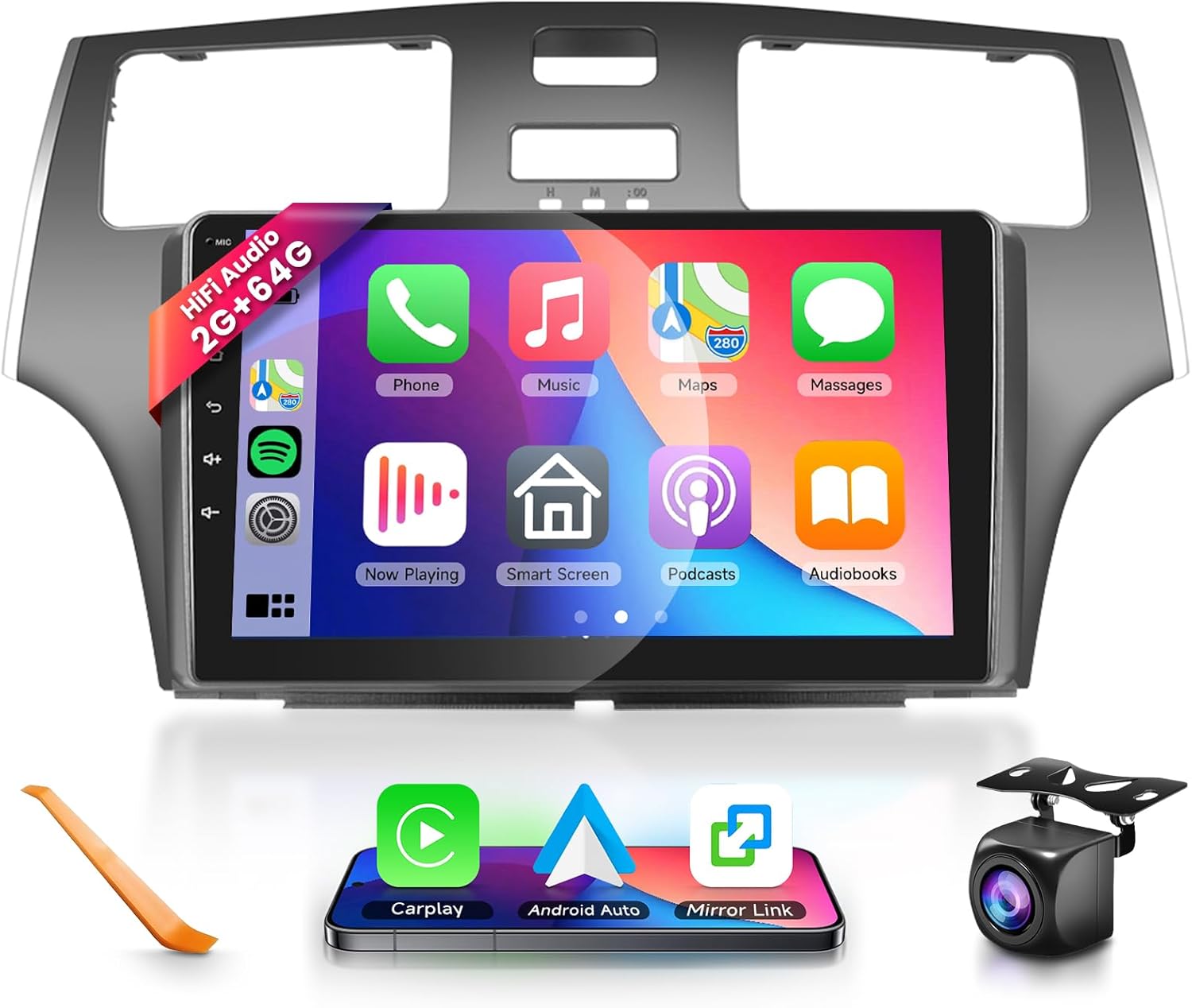 2G+64G Car Radio Stereo with HiFi Audio for Lexus ES250 ES300 ES330 2001-2006, Wireless CarPlay/Android Auto 9 Inch HD Touch Screen Android 13 GPS WiFi Bluetooth FM/RDS EQ HD Backup Camera