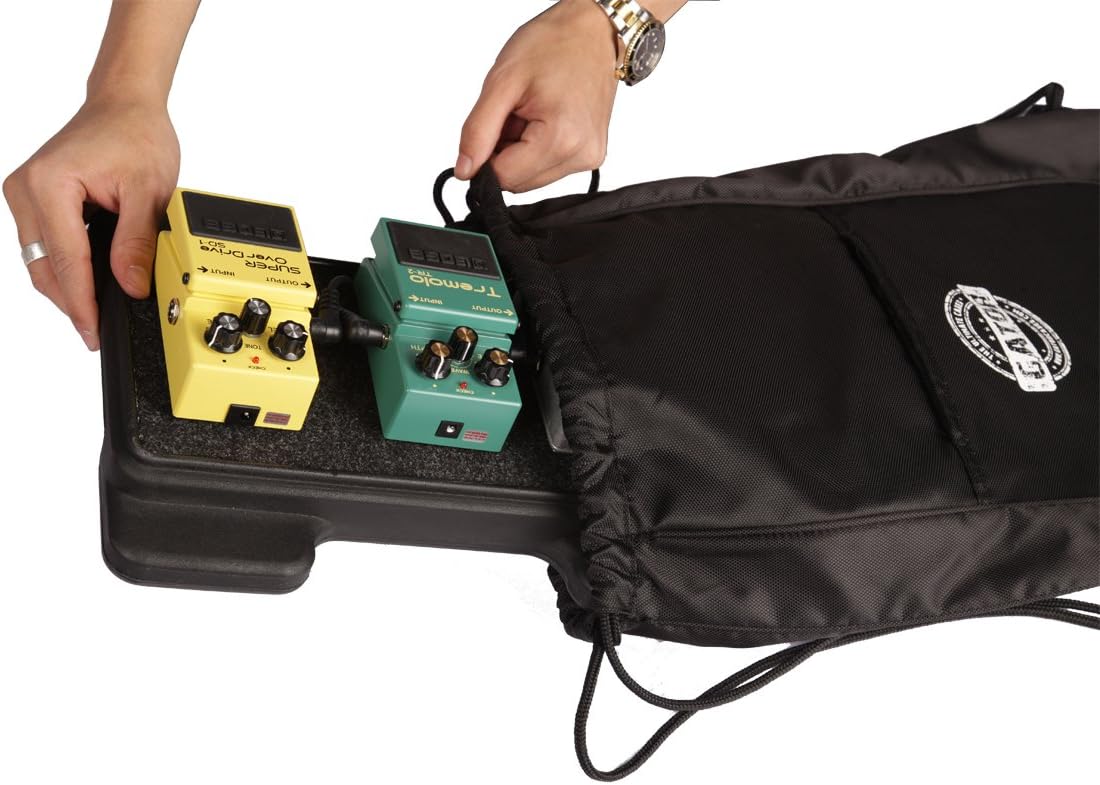 Gator G-MINI BONE Cases Rotationally Molded Polyethylene Guitar Pedal Board with Cinch Style Carry Bag; USA Made, 12.5