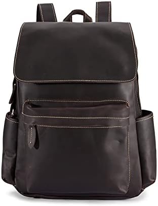 Retro Genuine Leather Backpack Cowhide Large Capacity Laptop Backpack for Travel Business Casual Leisure Gift box (Coffee)